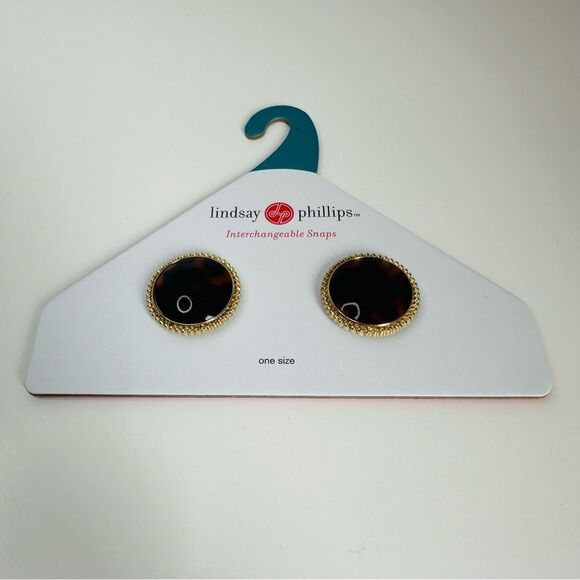 Lindsay Phillips Black Gold Round Shoe Charm Snaps NWT - Picture 1 of 2